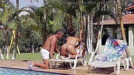 Giovana Bombom Sucks Monster Cock By The Pool!
