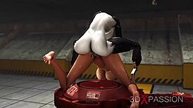 female android drills sexy blonde hard in area 51 setup