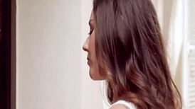 Hey, these lusty outdoor lesbian babes are licking and kissing with strapon toys 😘