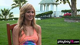 Petite Blonde Audrey Allen Strips Naked