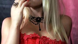 stunning dominatrix in lingerie lets her sub bend her over and fuck her hard