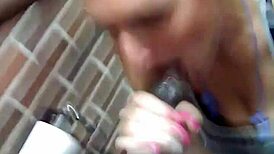 white girl eagerly sucking on that big black cock