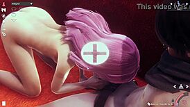 in this anime 3d hentai, the girl gives a blowjob and gets fucked