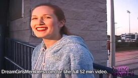 jamie flashes her real big tits in wild public upskirt