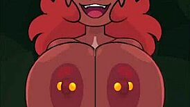 i'm stroking these huge furry tits while cumming all over them