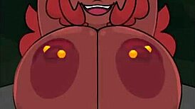 i'm stroking these huge furry tits while cumming all over them