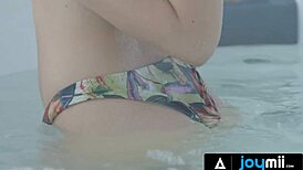 Joymii Hot Blonde Masturbates In Jacuzzi Before Getting Dicked Hard With An Open Mouth Facial!