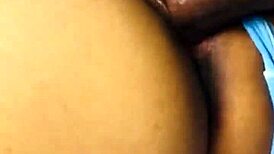 Creamy ebony teen feels horny with big cock.