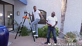 Busty Milf Feels Intense Pleasure from Two Black Dicks Drilling Her Hairy Cunt