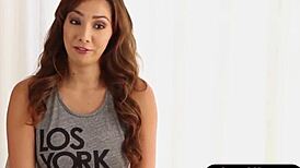 Feel the softcore passion as this petite teen babe explores her naked body