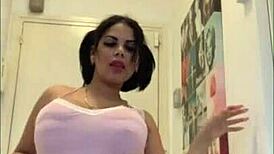 Latina brunette strips with anal plug and squirts 😏