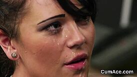 Hey babe, wanna see me swallow all this jizz on my face?