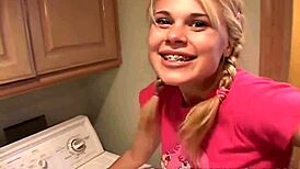 petite teen 18+ summer fingered hard in laundry room 😍