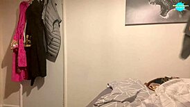 Milf moisturizes body focusing on feet and shaved pussy