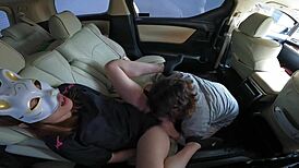 Wife gets car sex after volleyball, creampied on uniform