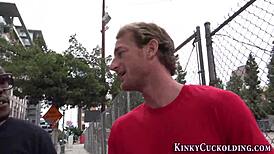 Watch this teen give an interracial blowjob with femdom and cuckold action!