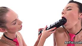 kinky lesbian babes dive into fisting and rimming tight holes