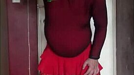 sissy crossdresser swallows piss in bisexual homemade scene, not caring about shy virgin lovers