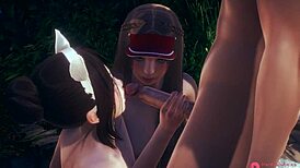 Ever tried a wild threesome with two hentai girls outdoors?