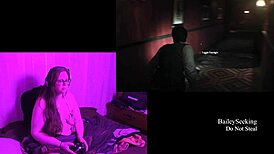 Naked Brunette Plays Evil Within 2, Showing Big Ass and Tits