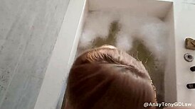 arriving at the date, the cuckolder waits in the jacuzzi room for unprotected fun