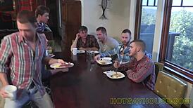 Muscular Bodybuilder Couple On Lunch Table