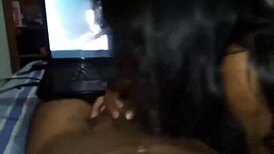 Watching Movie With Friend, Sucks His Dick For Cum