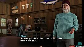 Busty milf Naomi from Treasure of Nadia 131 casually sucking big cock in game