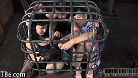 Restrained girl punished roughly in the garage