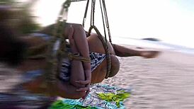 shibari at public beach with lordshibarifloripa feels so daring