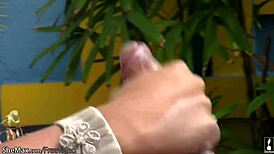 Dark Haired Shemale Lotions Her Monstercock!