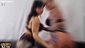 Dry anal training with Mary Rider vs Ashley More, sloppy double BJ, squirting, and rimjob!