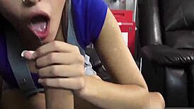 Petite teen intensely sucks plump stepbro's banana in taboo hardcore