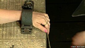 Intense lezdom bondage with redhead slave in pain, gagging and deepthroat