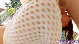 european babes swap cum after anal sex outside