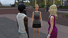 two milfs are having so much fun with that big black cock in the sims - promo