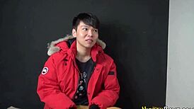 Gay Japanese Teen Masturbates in Shower