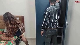 Hey, watch this horny Indian guy use a vibrator on his girlfriend in the bedroom 😏