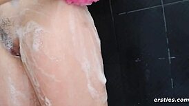Caireen and Mirah Share Hot Soapy Shower with Cunilingus