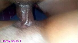 big cock sliding smoothly into shaved teen pussy