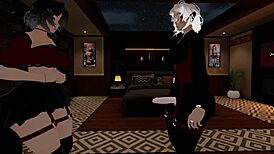 A fake cop receives a deepthroat blowjob from a femboy in the office.