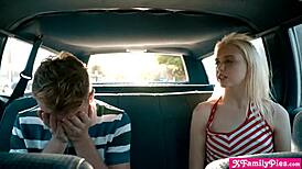 Stepsiblings Chloe Cherry Have Sex In The Back Of The Car With Parents In Front.