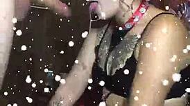 Pretty submissive girl gags on big cock in homemade face fucking