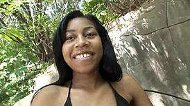 Petite ebony slut getting cum on ass 😈