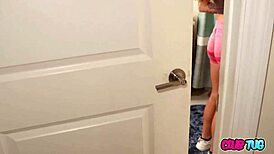 She got busted peeping at the club, now giving a hot handjob! 😜