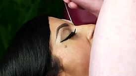 hot babe swallows cum after facial bukkake 😋