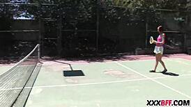 Me and my best friend at summer camp, we were such tennis sluts, fucking around with monster cocks and group sex