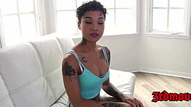 Stunning Ebony Honey Gold Bounces On Huge Cock In Pov