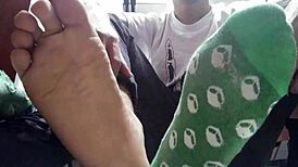 Look at These Long Green Socks and Sweaty Feet in Your Face!