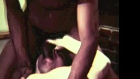 Vintage Interracial Sex Scene with Hairy Antique Vibes in Retro Style